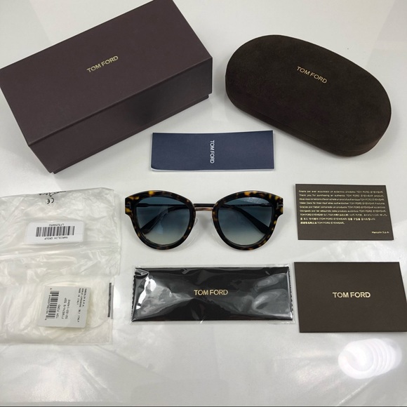 New Tom Ford Mia Rounded Havana Sunglasses - Picture 2 of 16